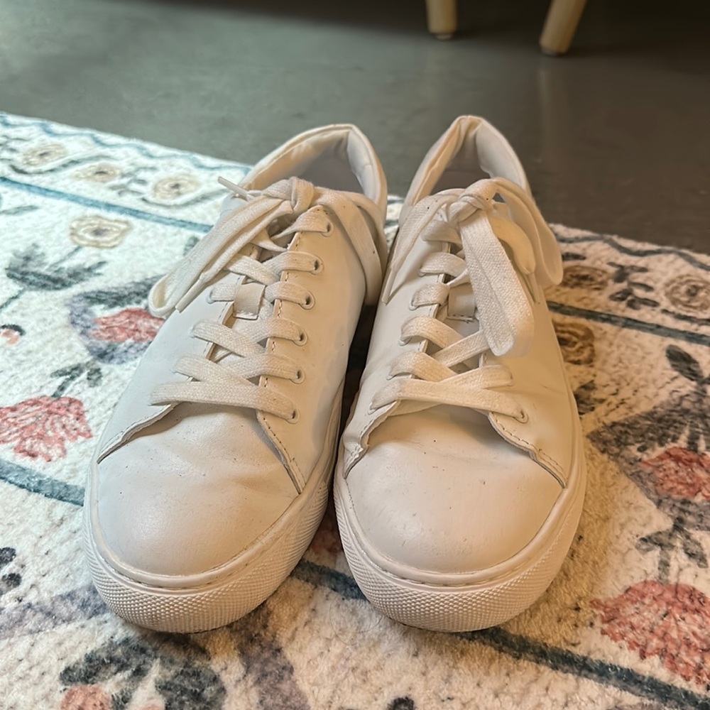 J. Crew White Faux Leather Sneakers size 8